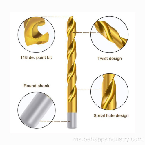 Titanium Drill Bit Kit ditetapkan untuk logam